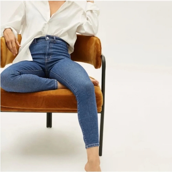 EVERLANE The Way High Skinny Jeans Size 28 Crop Dark Wash NWT High Waist Stretch - Picture 2 of 15